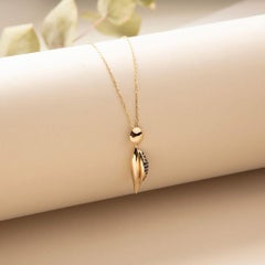 Halskette mit blauem Saphir 20" aus 14 Karat massivem Gelbgold