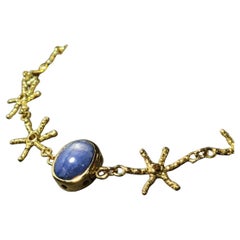 Saphir bleu chariot 24,93 avec collier de style unique 