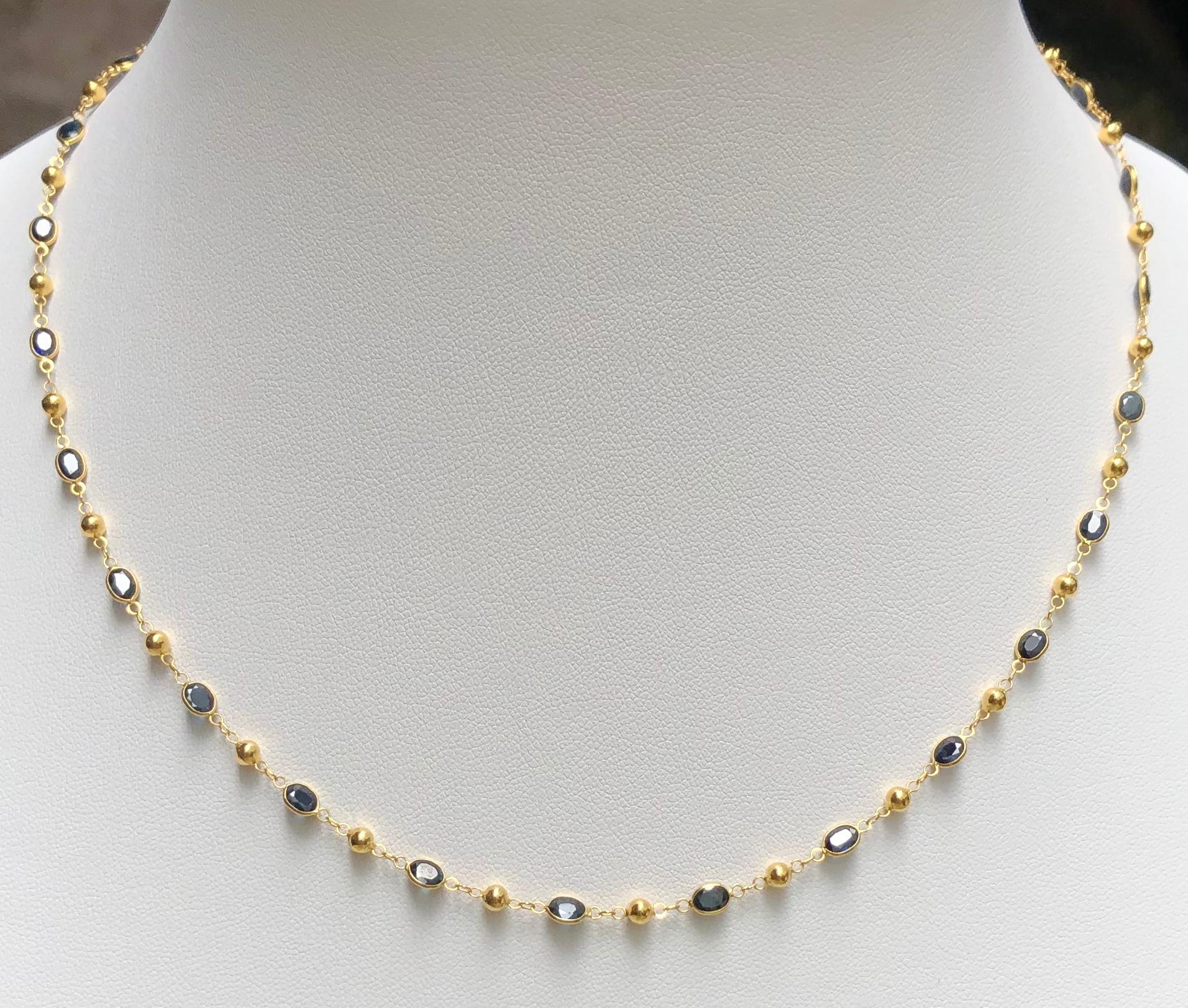 Blue Sapphire 7.34 carats Necklace set in 18 Karat Gold Settings

Width: 0.4 cm 
Length: 46.0 cm
Total Weight: 3.85 grams

