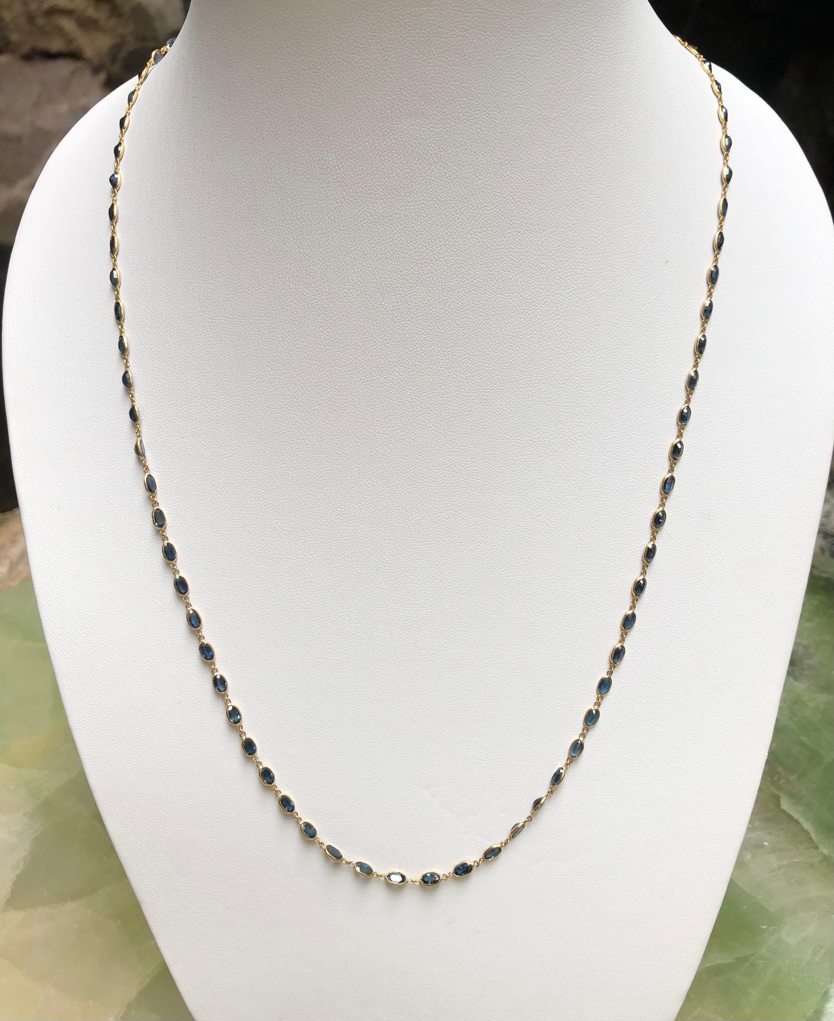 Blue Sapphire 23.31 carats Necklace set in 18 Karat Gold Settings

Width:  0.3 cm 
Length: 66.5 cm (26