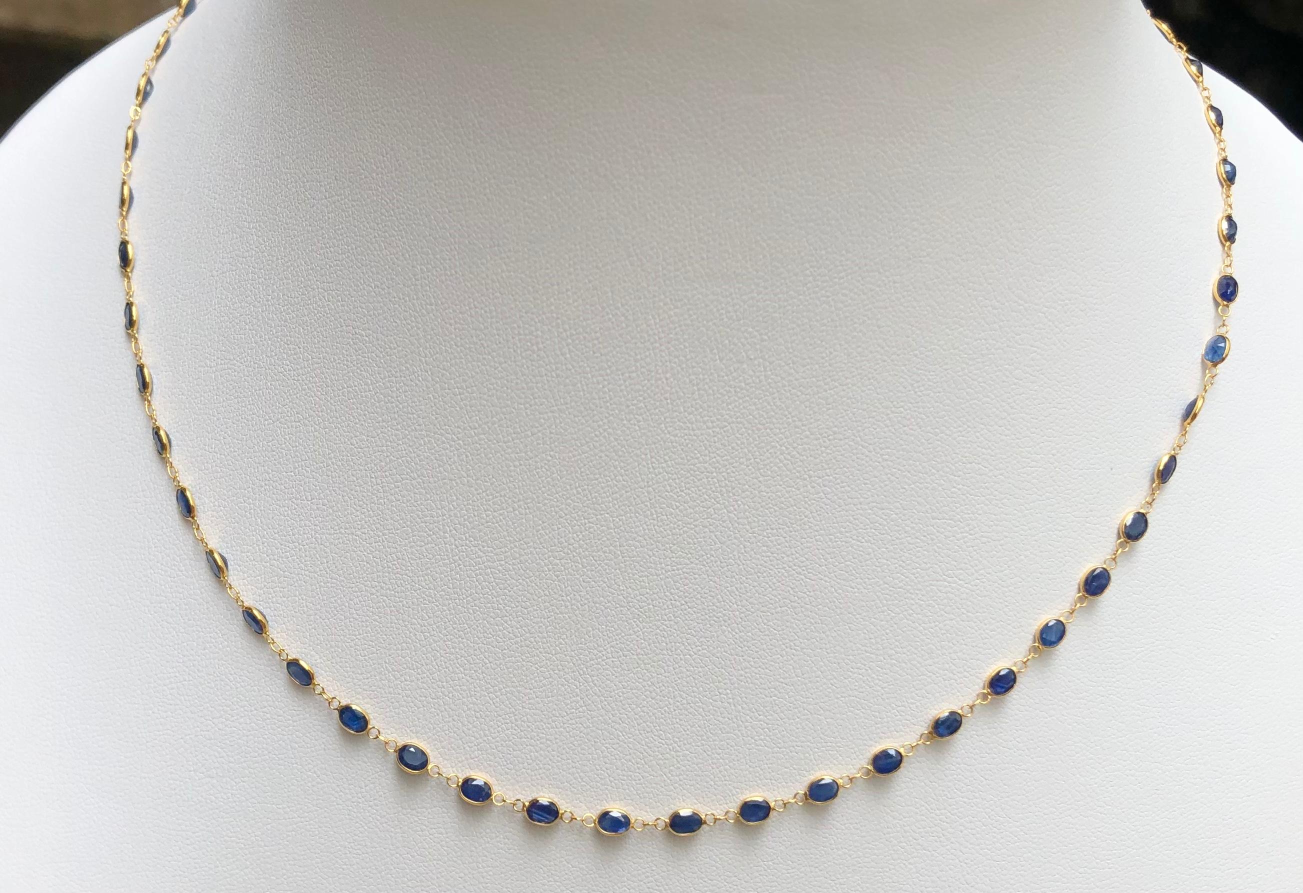 Blue Sapphire 11.94 carats Necklace set in 18 Karat Gold Settings

Width: 0.3 cm 
Length: 47.0 cm
Total Weight: 4.06 grams

