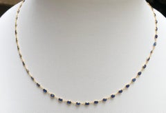 Blue Sapphire Necklace Set in 18 Karat Gold Settings