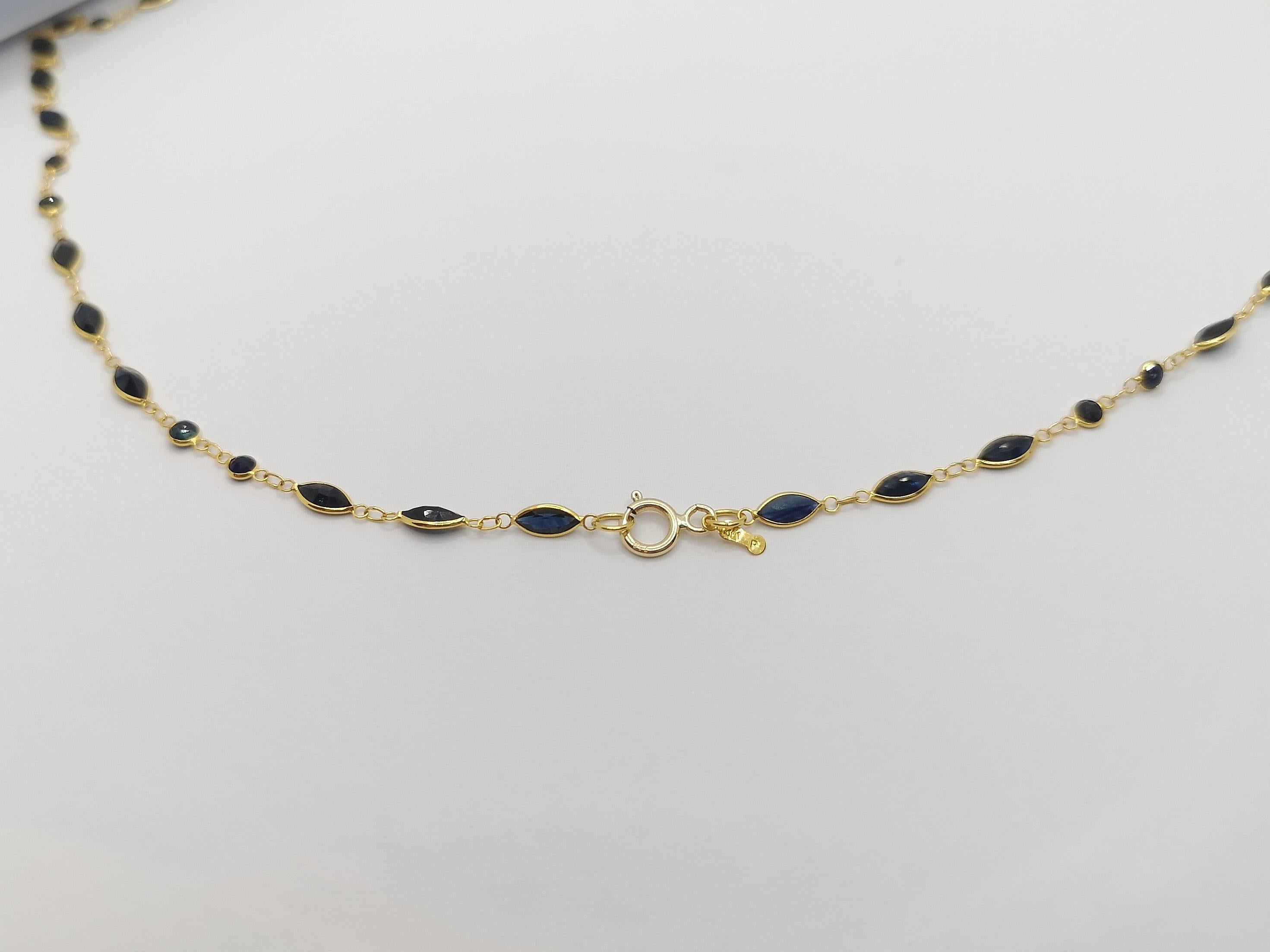 Blauer blauer Saphir-Halskette in 18 Karat Goldfassung im Angebot 1