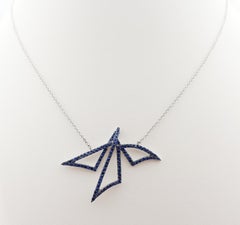 Blue Sapphire Necklace Set in 18 Karat White Gold by Kavant & Sharart