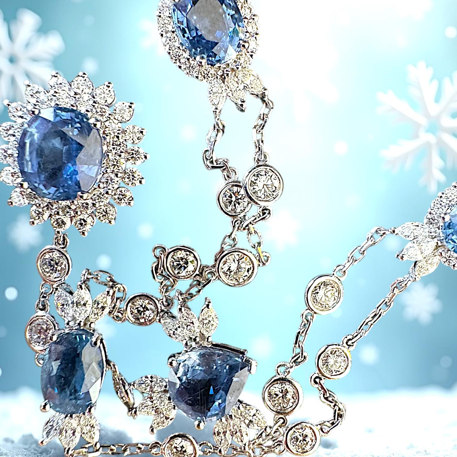 Taglio brillante Collana con zaffiro blu in vendita