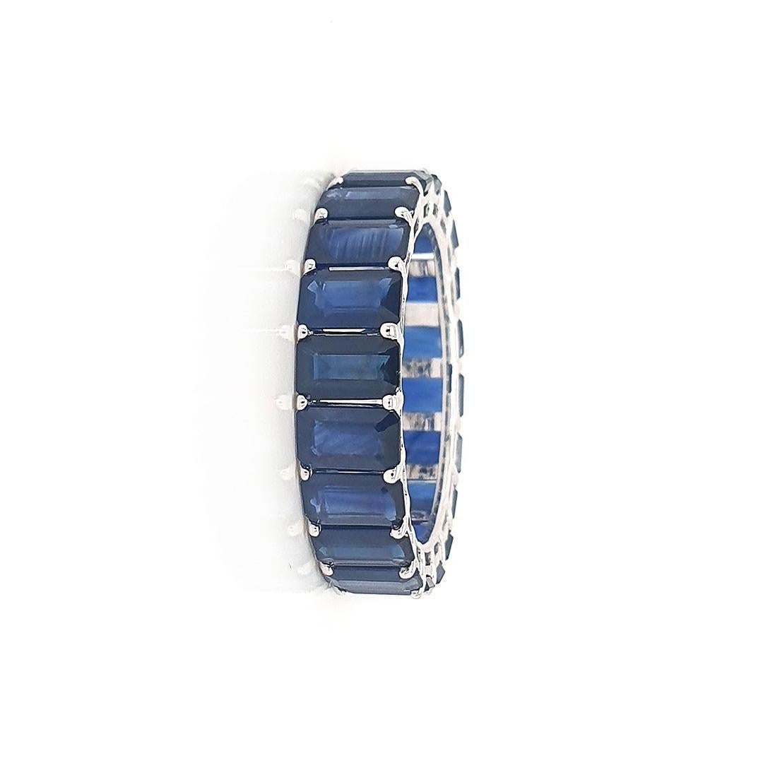 Octagon Cut Blue Sapphire Octagon Band 14K Gold For Sale