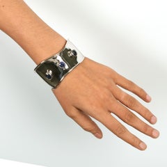 Ceylon Blue Sapphire One Of A Kind Cuff Bracelet Made In 14k White Gold