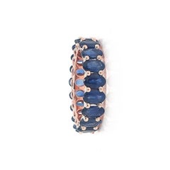 Zafiro Azul Banda Ovalada Oro 14K