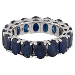 Blue Sapphire Oval Big Eternity Ring in 14K Gold