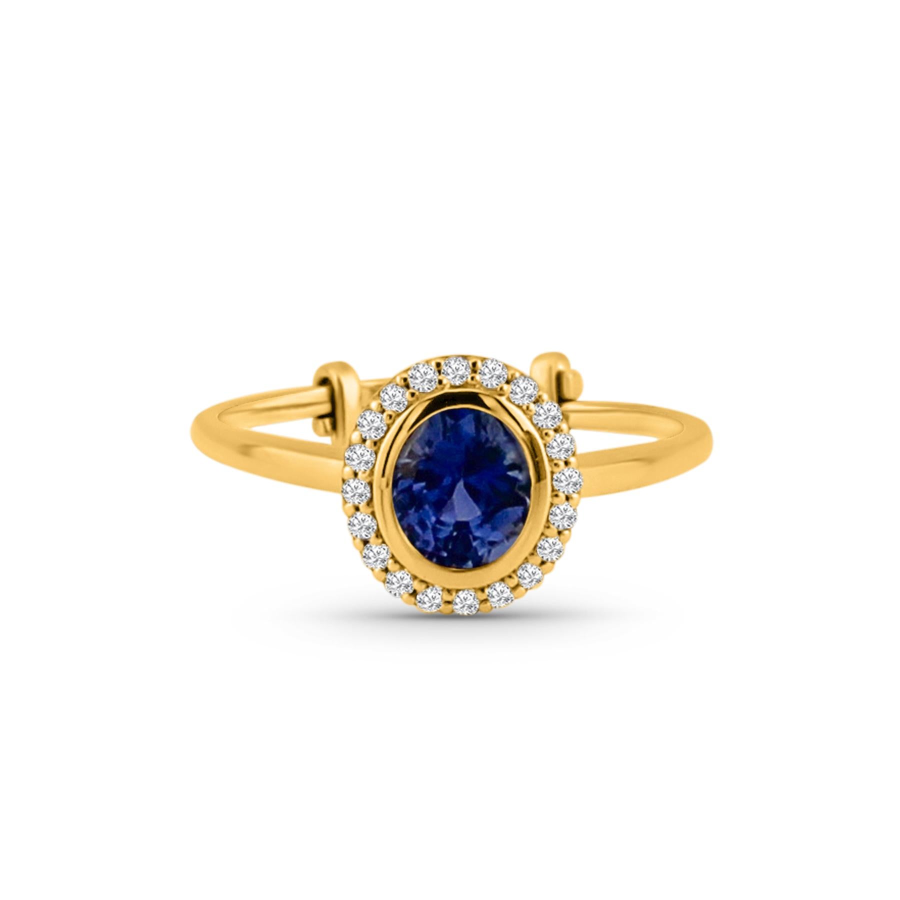 Il bellissimo anello Tresor presenta 1,13 carati di zaffiro blu e 0,10 carati di diamante. Gli anelli sono un'ode alla bellezza lussuosa e classica con pietre scintillanti e tonalità femminili. Il loro design contemporaneo e moderno li rende