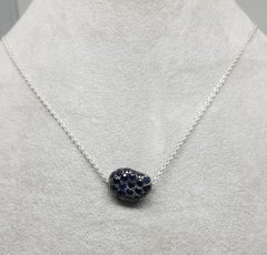 Blue Sapphire Pavé "Bean" Silver Pendant