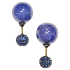 Boucles d'oreilles en or 14k avec saphir bleu, pavé et tanzanite Ball and Ball