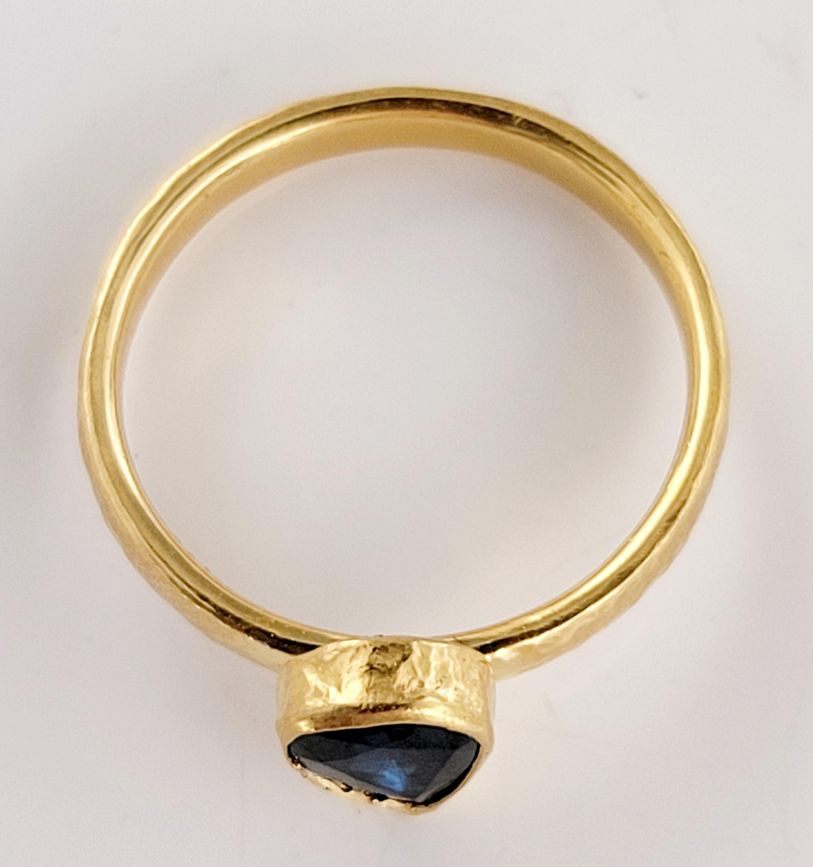 Unbranded Ring
Designed by Gurhan 
Type Ring 
Material 24K Yellow Gold 
Blue Sapphire Stone 
Pear Cut Stone
Ring Size 6.5
Ring Weight 3.5gr 
Condition New, never worn
