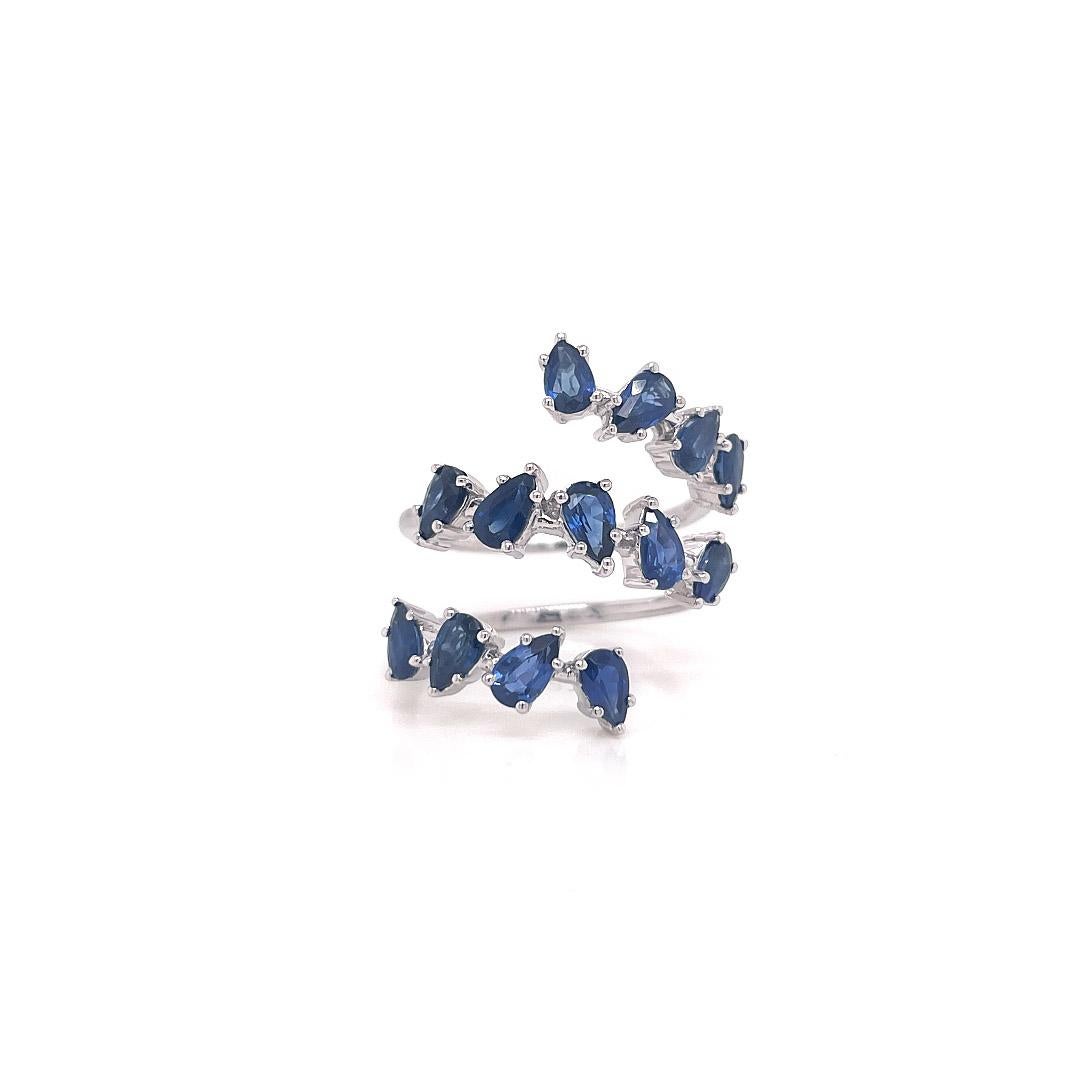 Stone :  Blue Sapphire
Type : Natural
Ring Weight- 6.36 gms
Shape : Pear
Size : US 7 
Weight : 3.05 Carats
Metal : White Gold
Enhancement : Heated