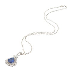 18 Karat White Gold Blue Sapphire Pendant