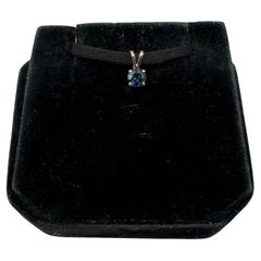 Blue Sapphire Pendant in 14kt Yellow Gold - 0.55ctw Round Blue Sapphire, New