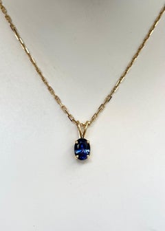 Blue Sapphire Pendant set in 14K Gold Settings