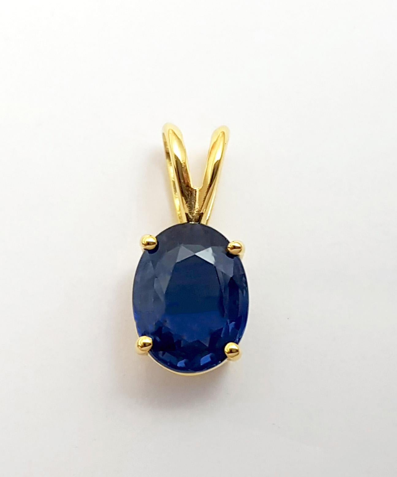 Blauer Saphir-Anhänger in 14K Goldfassungen gefasst (Zeitgenössisch) im Angebot