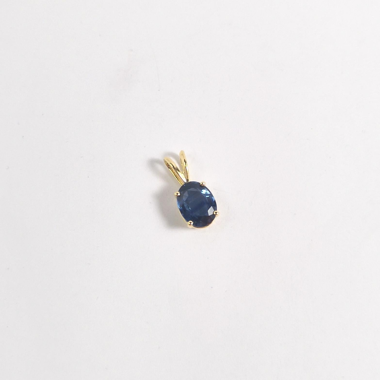Blauer Saphir-Anhänger in 14K Goldfassungen gefasst im Angebot 2