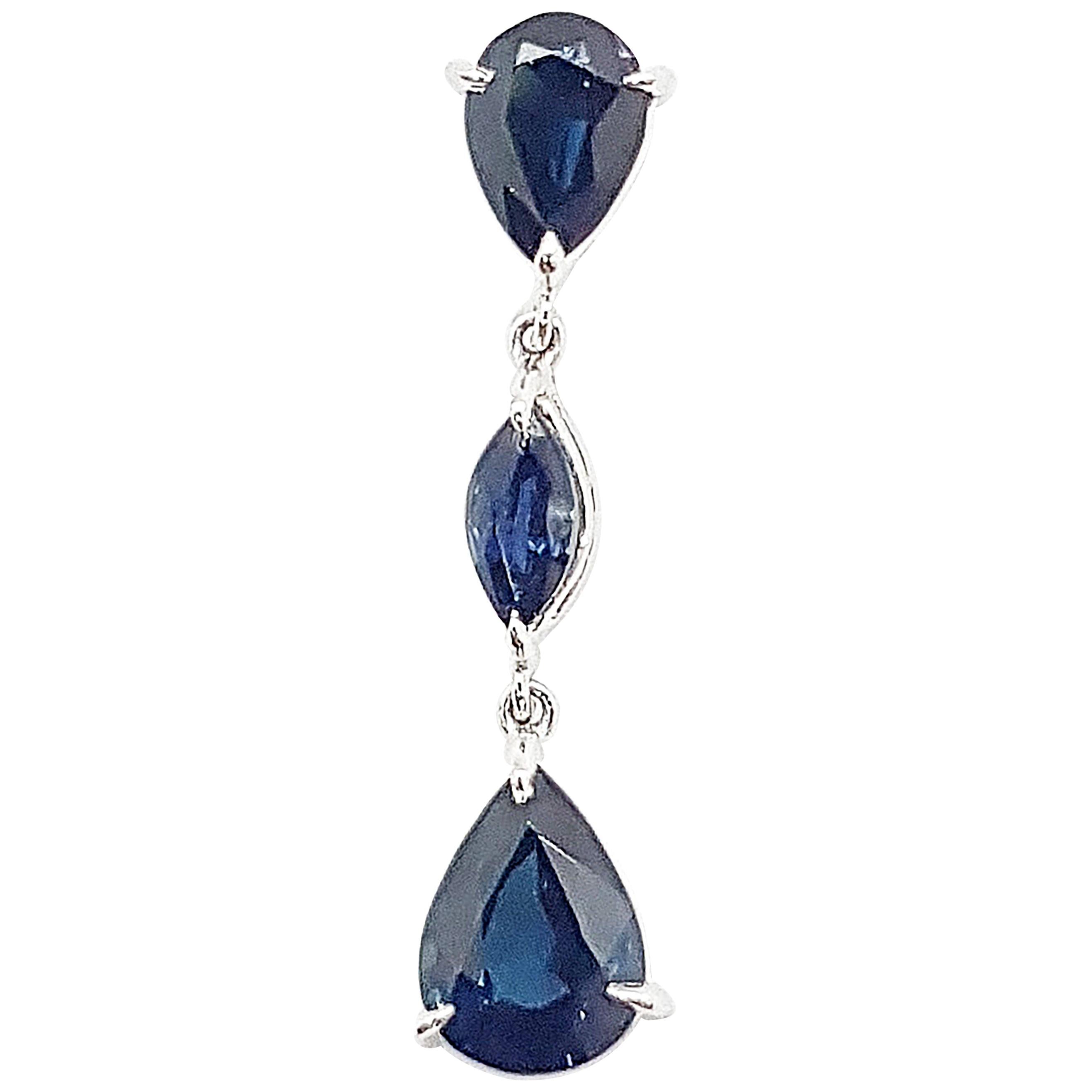 Blue Sapphire Pendant Set in 18 Karat White Gold Settings