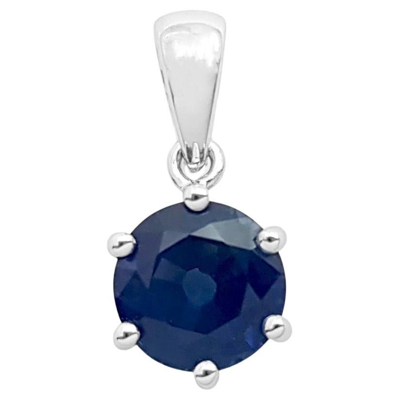 Blue Sapphire Pendant set in 18K White Gold Settings