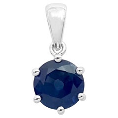 Blue Sapphire Pendant set in 18K White Gold Settings