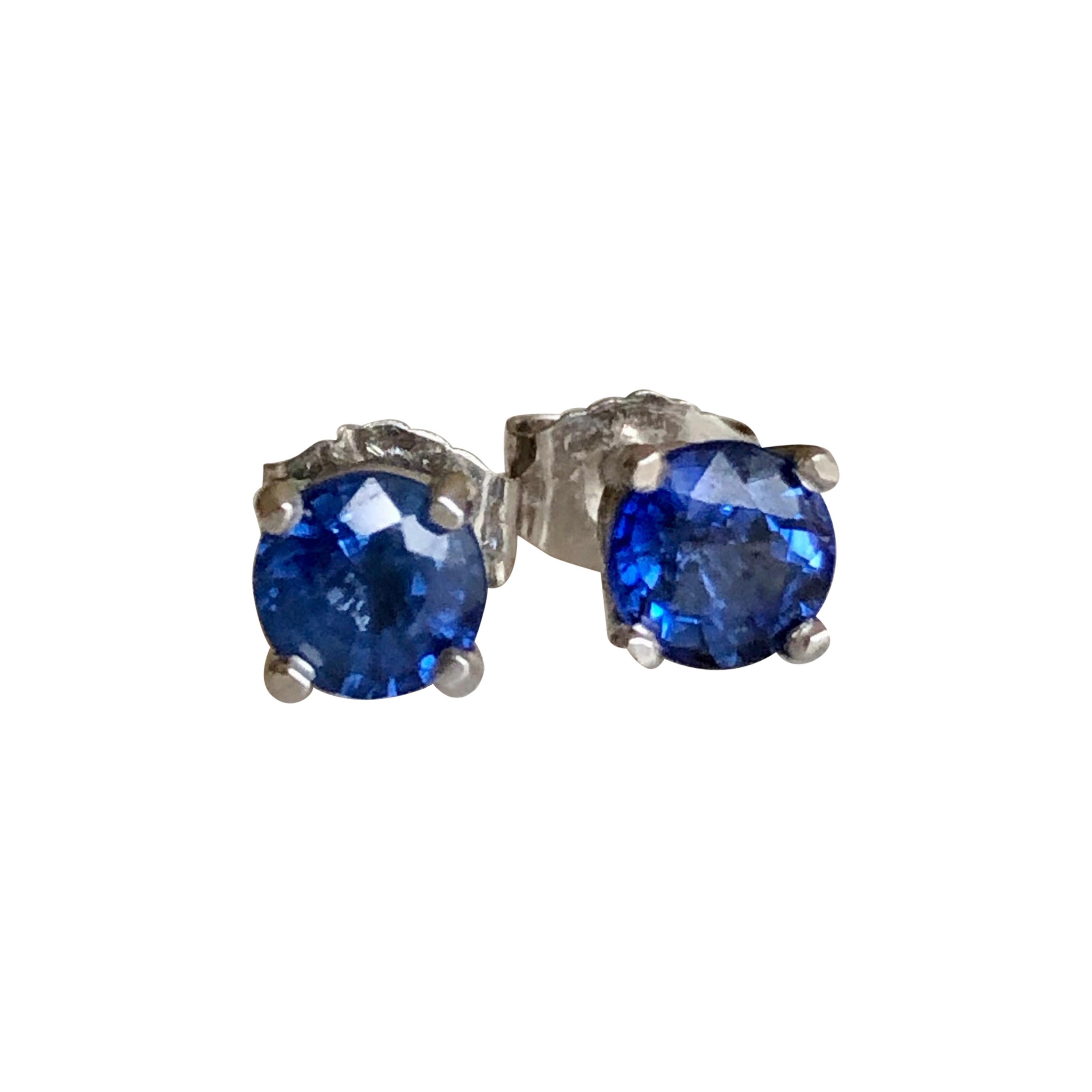 Blue Sapphire Platinum Stud Earrings