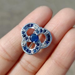 Blue Sapphire Poppy Flower Unisex Brooch Crafted in 925 Sterling Silver