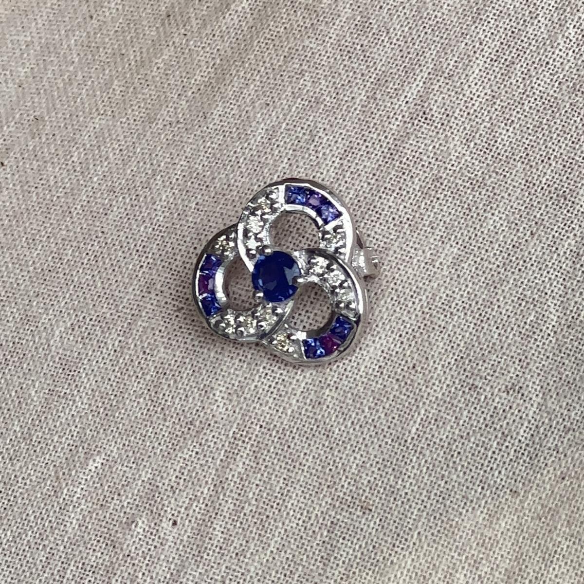 Spilla a forma di fiore di papavero con zaffiro blu, realizzata in argento 925. in vendita 6