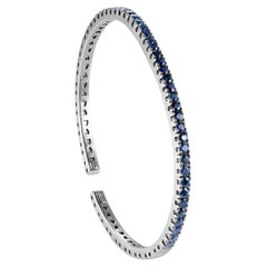 Blue Sapphire Retro Gold Bangle Bracelet Estate Fine Jewelry