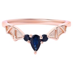 Ring mit blauem Saphir, 0,26 Karat, vergoldetes Silber