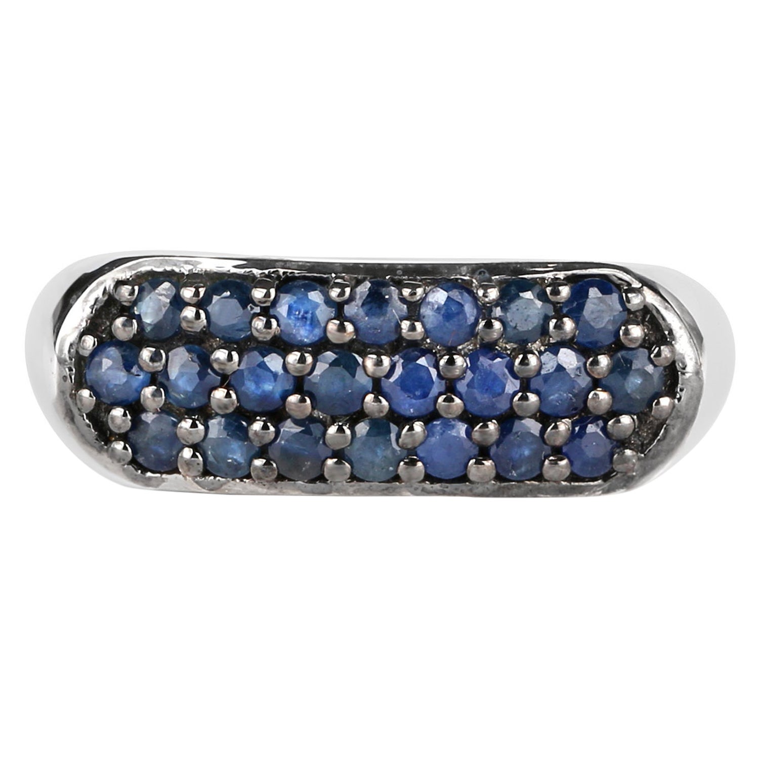 Anillo de zafiro azul de 0.98 quilates, plata de ley