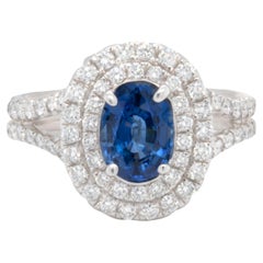 Sapphire Ring With Diamonds 2.03 Carats 18K White Gold