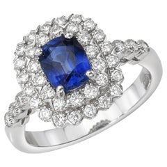 Blue Sapphire Ring 1.34 Carat Cushion