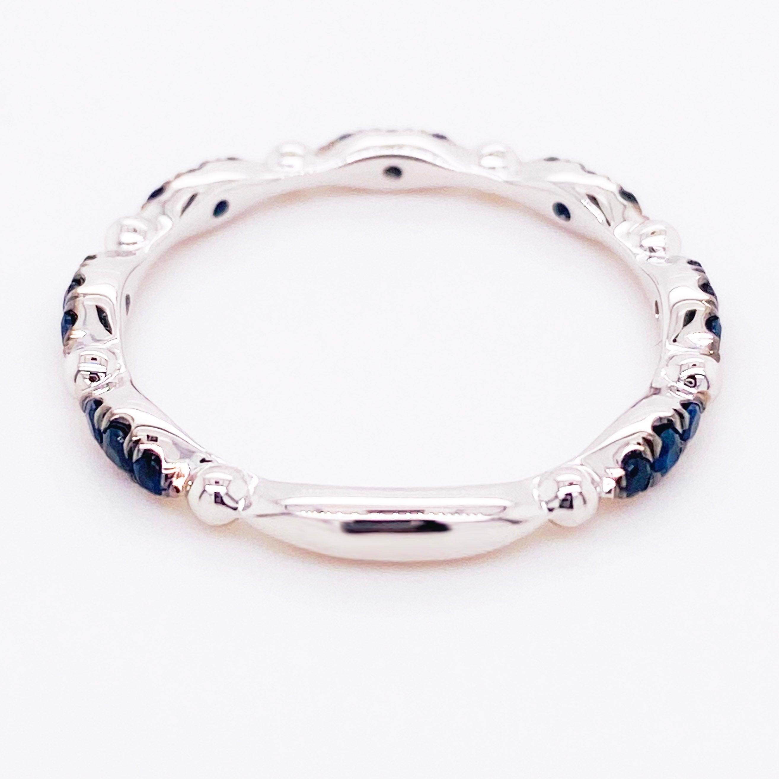 For Sale:  Blue Sapphire Ring, 14 Karat Gold Cluster Stackable Band, Gabriel LR51704W4JSA 5