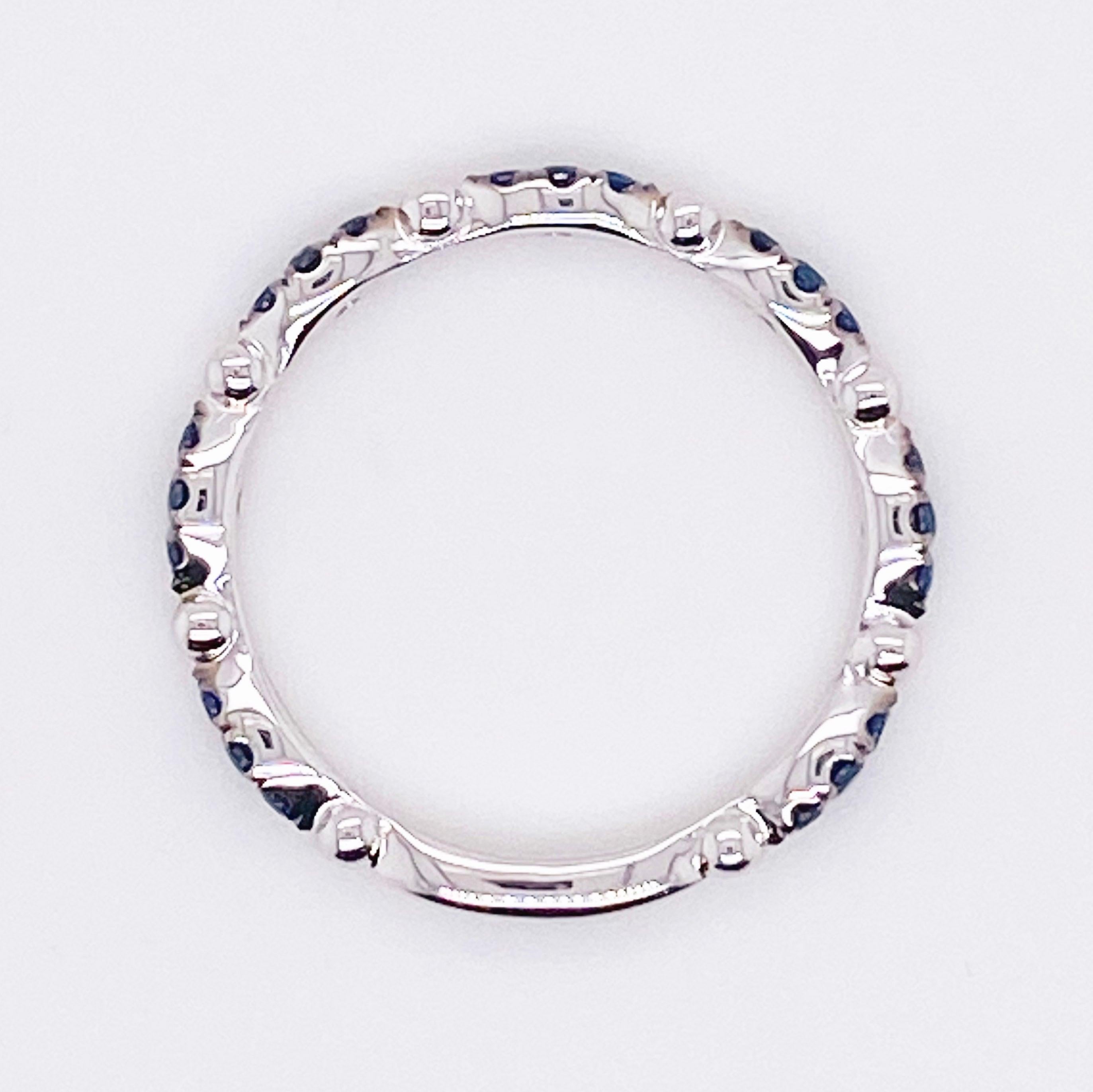 For Sale:  Blue Sapphire Ring, 14 Karat Gold Cluster Stackable Band, Gabriel LR51704W4JSA 6