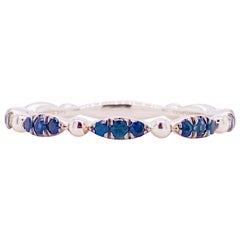 Blue Sapphire Ring, 14 Karat Gold Cluster Stackable Band, Gabriel LR51704W4JSA