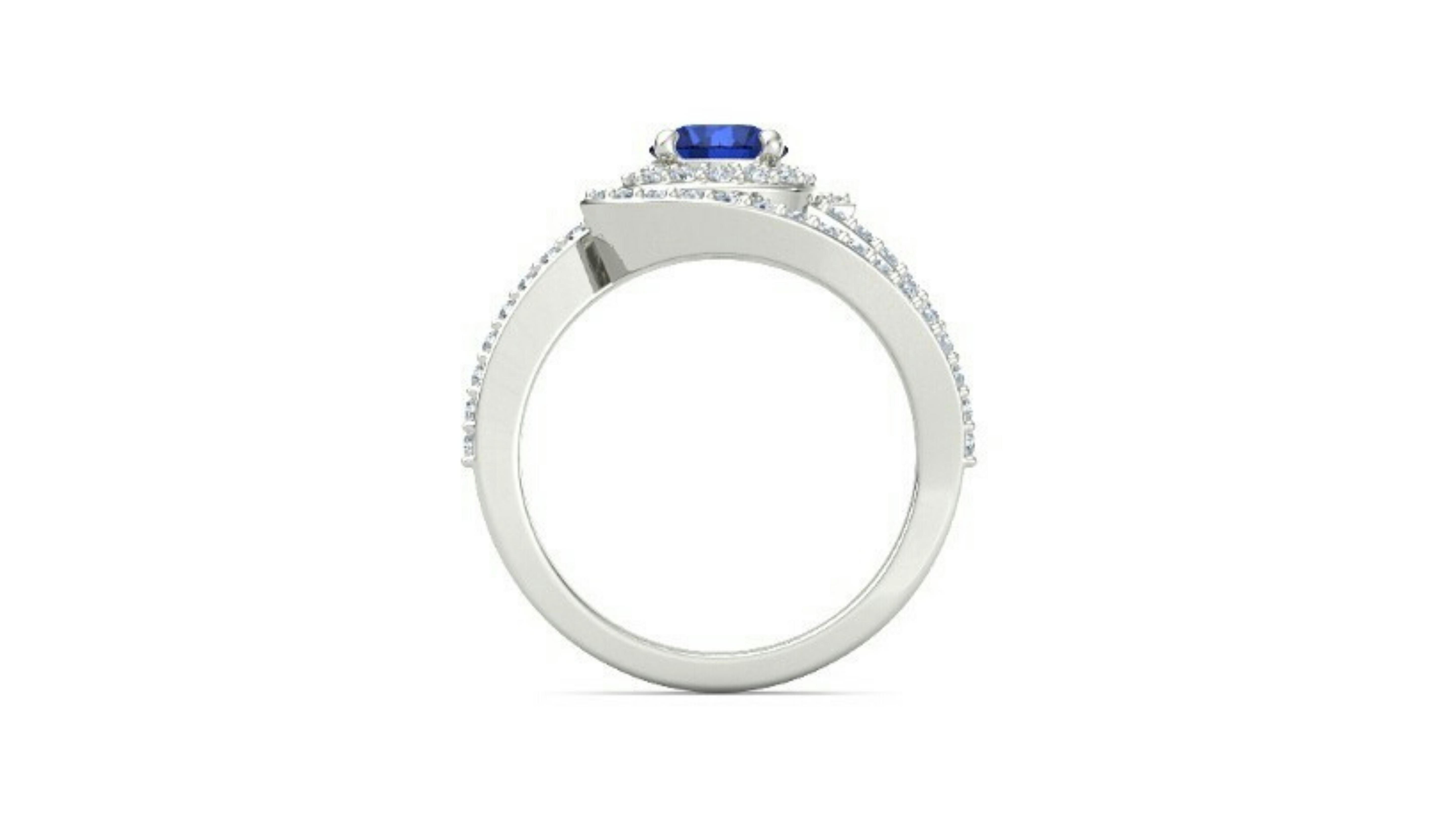 Contemporary Blue Sapphire Ring 14 Karat White Gold  For Sale
