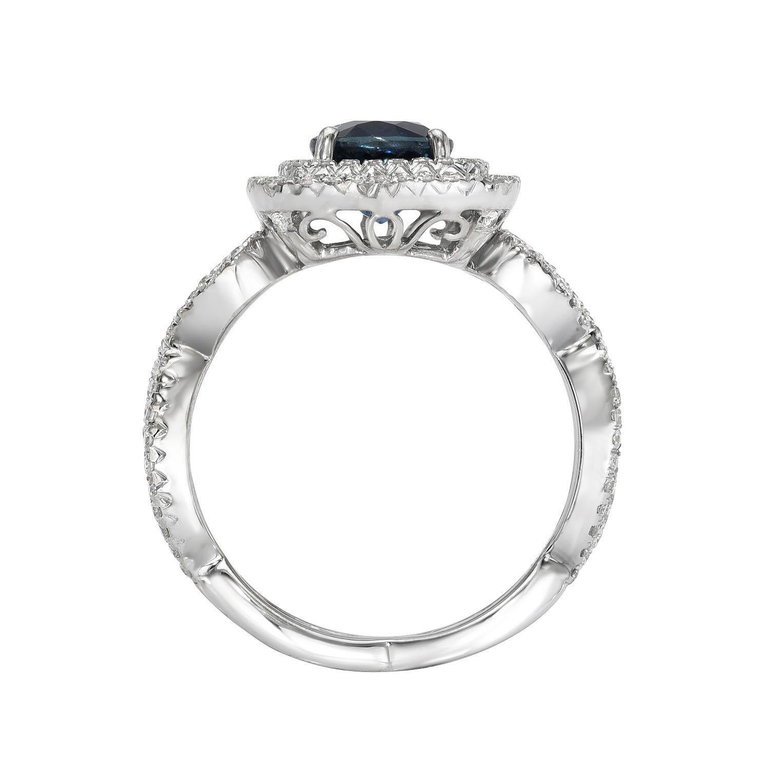 Contemporary Blue Sapphire Ring 2.06 Carat Round For Sale