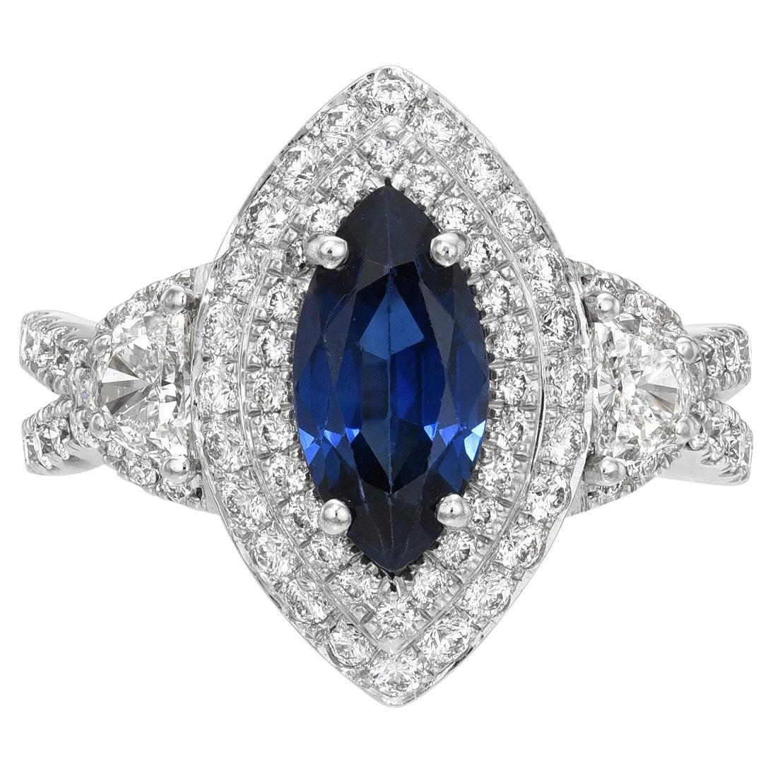 Blue Sapphire Ring 1.81 Carat Marquise 