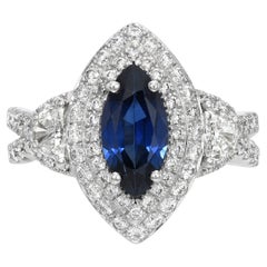 Blue Sapphire Ring 1.81 Carat Marquise 