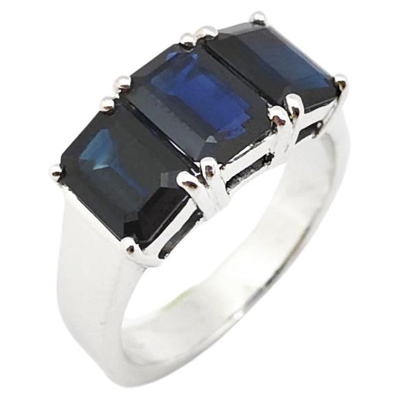 Blue Sapphire Ring 18K White Gold Settings