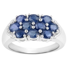 Blue Sapphire Ring 1.98 Carats Sterling Silver