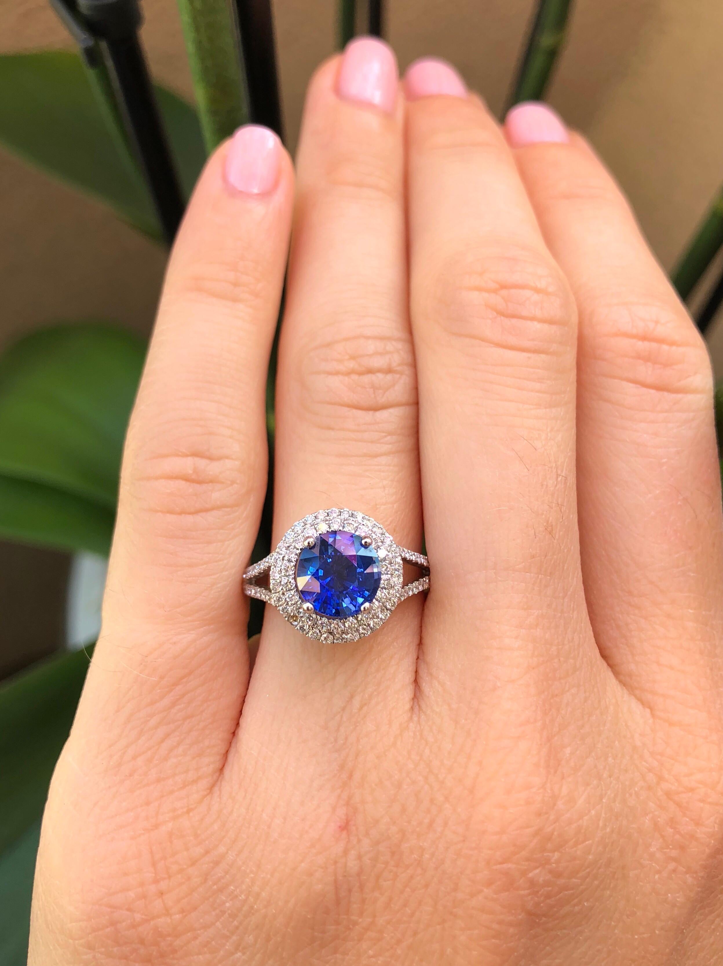 Contemporary Sapphire Ring Round 2.12 Carats