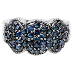 Blue Sapphire Ring 2.34 Carats Sterling Silver