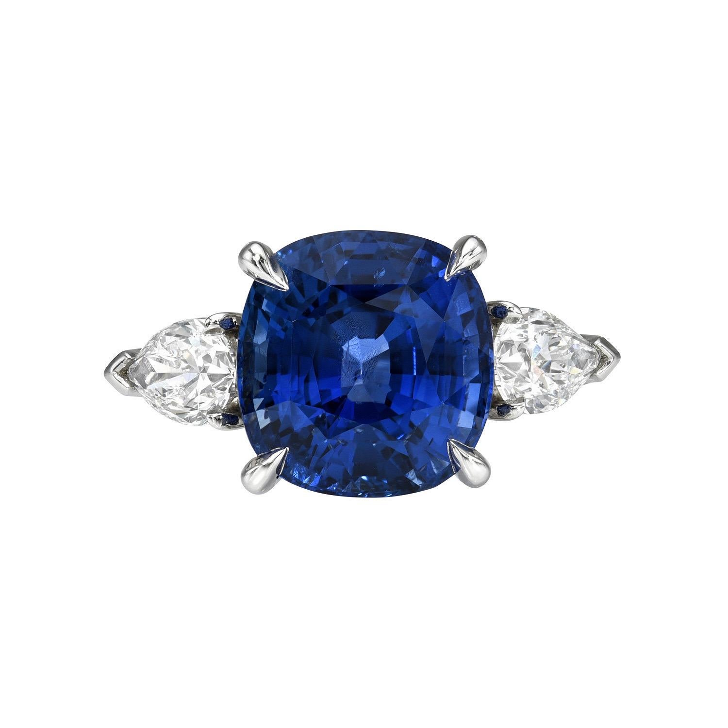 Blauer Saphir Ring 8,02 Karat im Kissenschliff Sri Lanka im Angebot 3