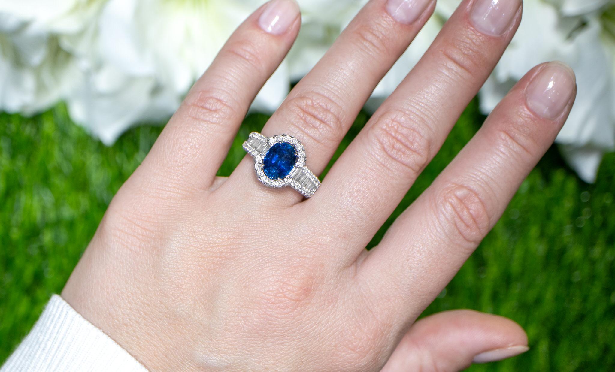 It comes with the Gemological Appraisal by GIA GG/AJP
All Gemstones are Natural
Blue Sapphire = 2.97 Carats
Diamonds = 1.70 Carats
Metal: 18K White Gold
Ring Size: 6.5* US
*It can be resized complimentary
