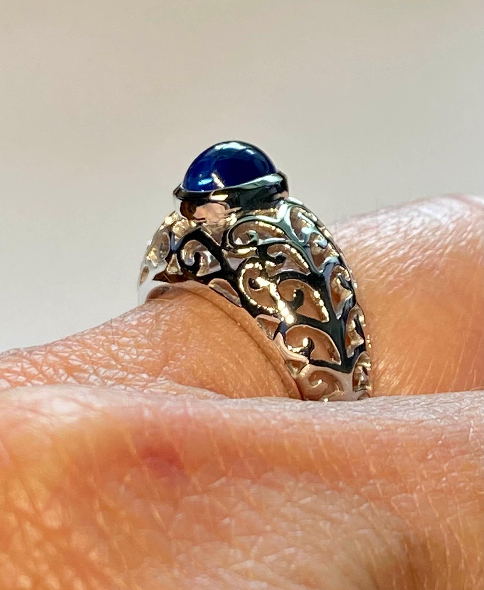 Blauer blauer Saphir Ring aus 14kt Weißgold im Angebot 5