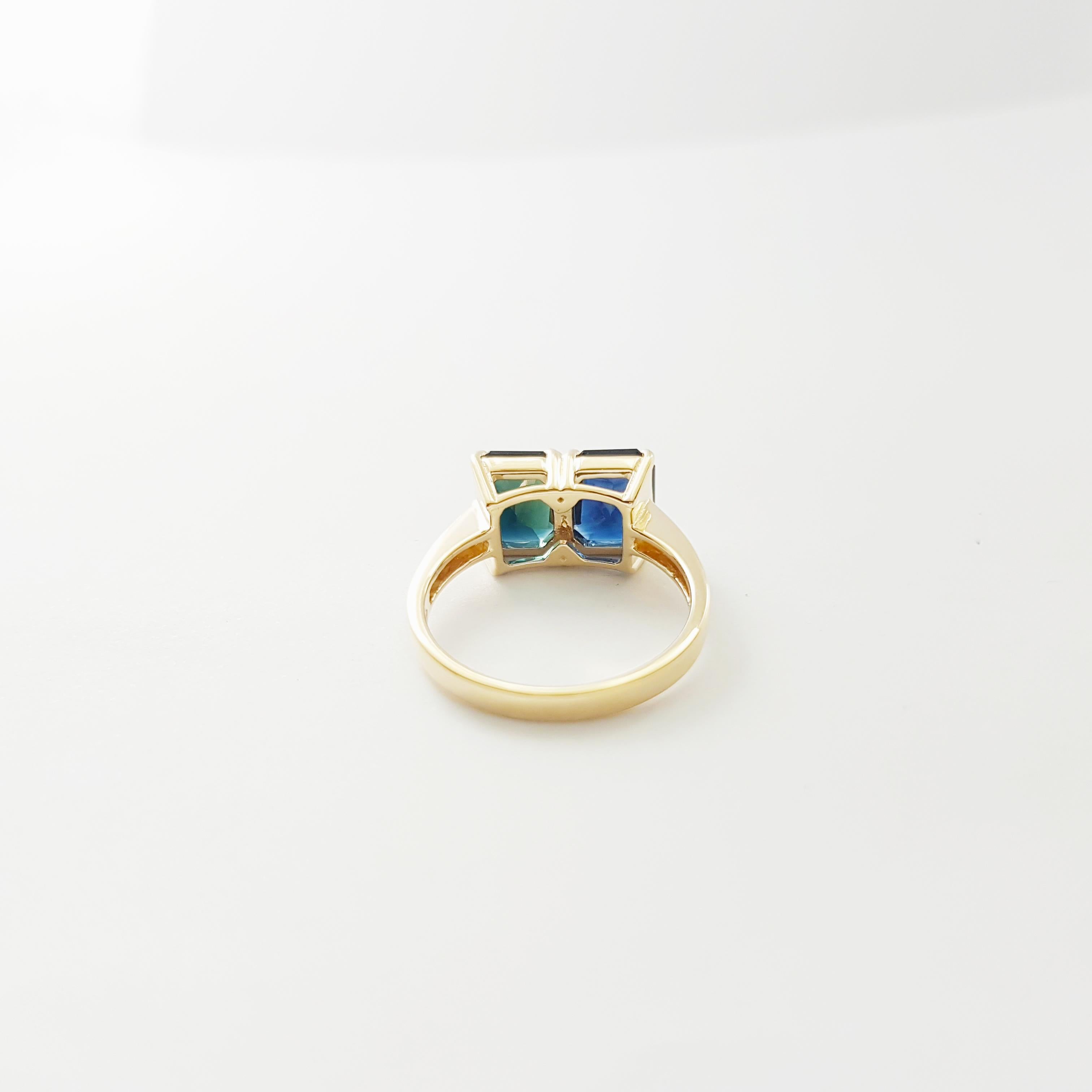 Bague en saphir bleu sertie dans de l'or 14K en vente 4