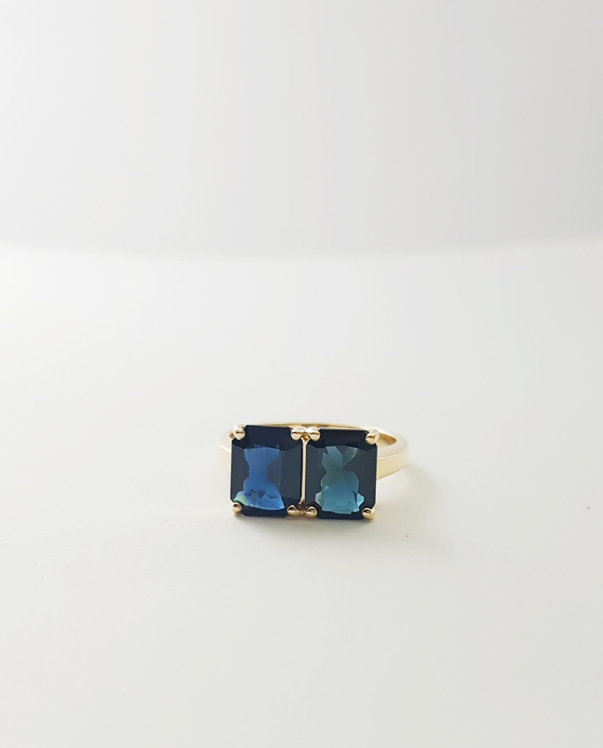 Bague en saphir bleu sertie dans de l'or 14K en vente 6